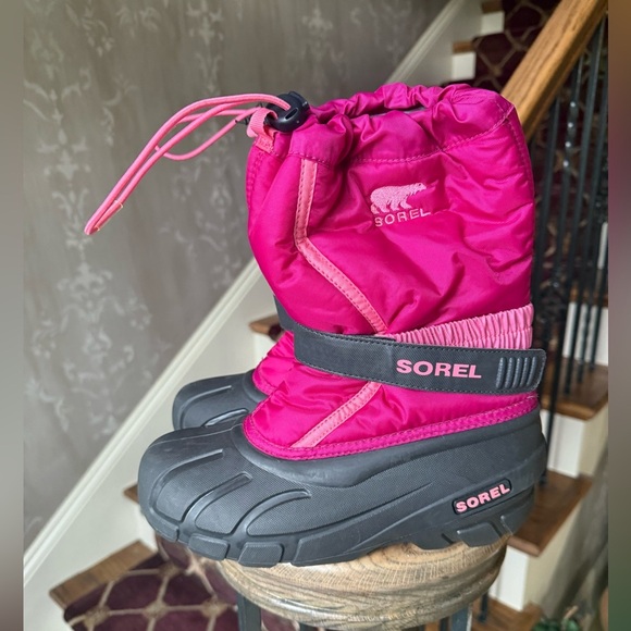 Sorel Flurry Dtv deep blush/tropic pink junior snow boots 4 NWOT - Picture 8 of 12